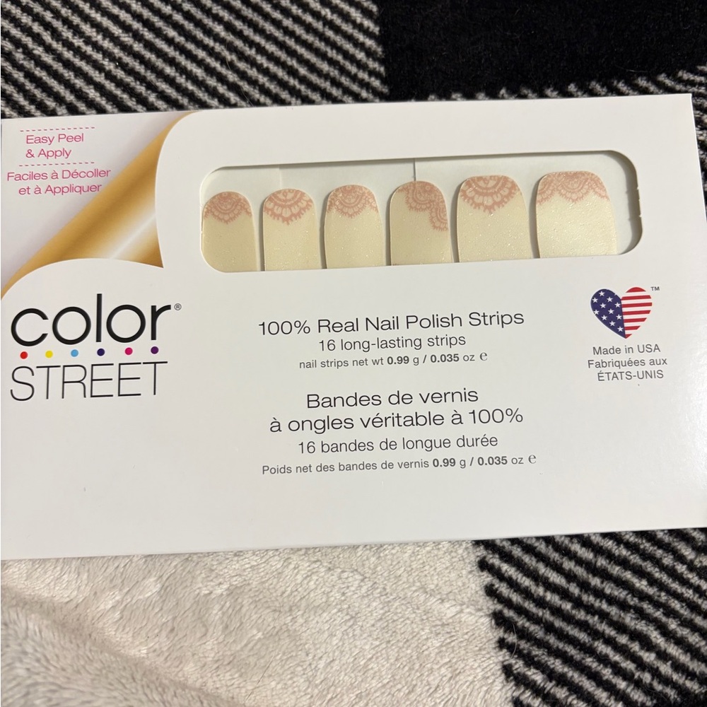 Color Street Elegant Cream and Pink Nail Strips LACE THE FACTS